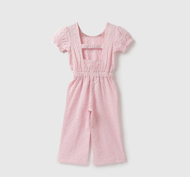 Girls Checked Round Neck Jumpsuit