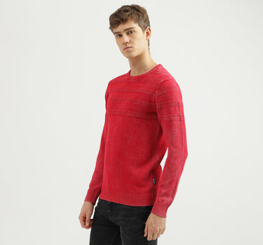 Men's Regular Fit Crew Neck Textured Sweater