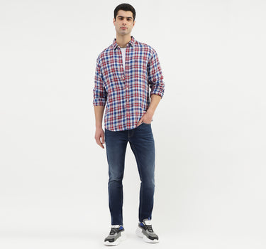 Regular Fit Collared Neck Checkered Shirts