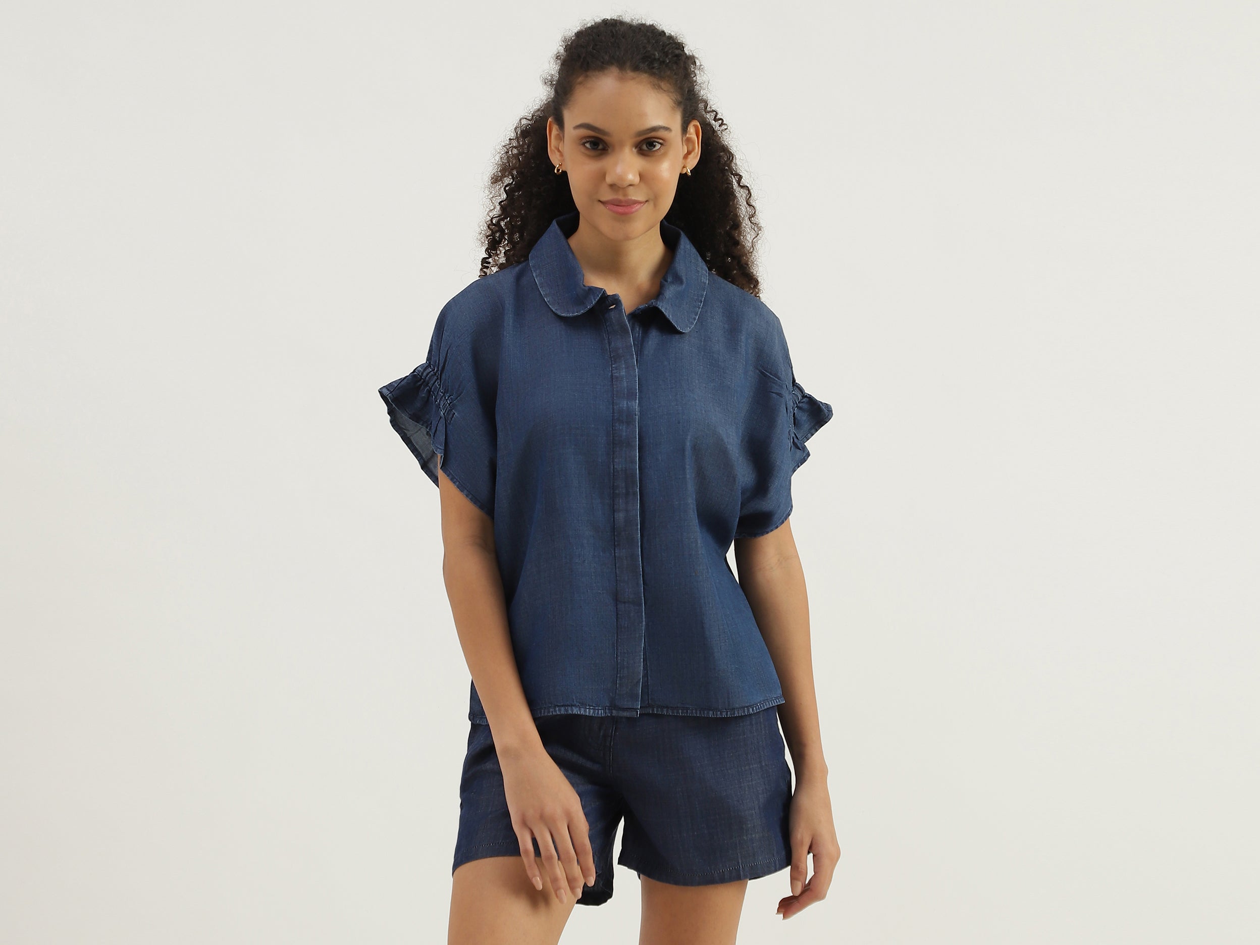 Spread Collar Solid Shirt