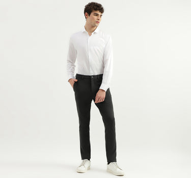 Solid Mid Rise Slim Fit Trousers