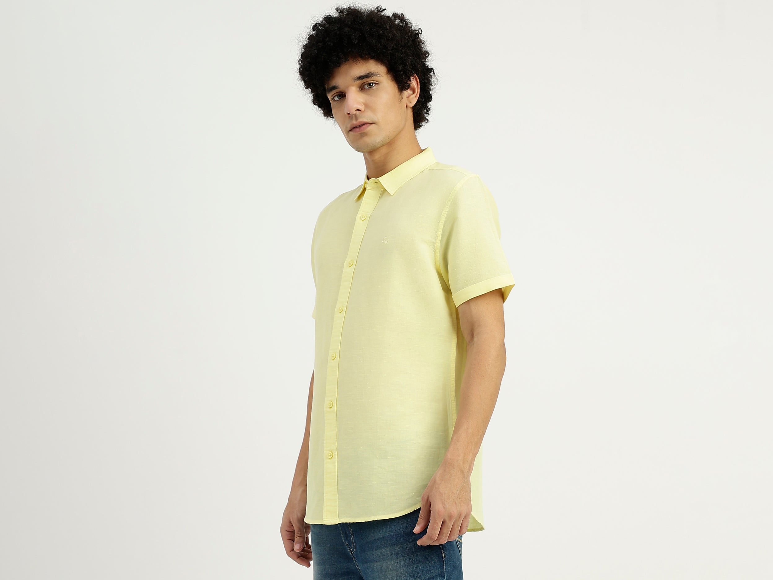 Slim Fit Spread Collar Solid Shirt