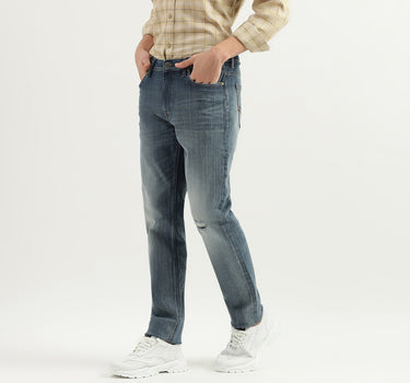 Solid Mid Rise Slim Straight Jeans