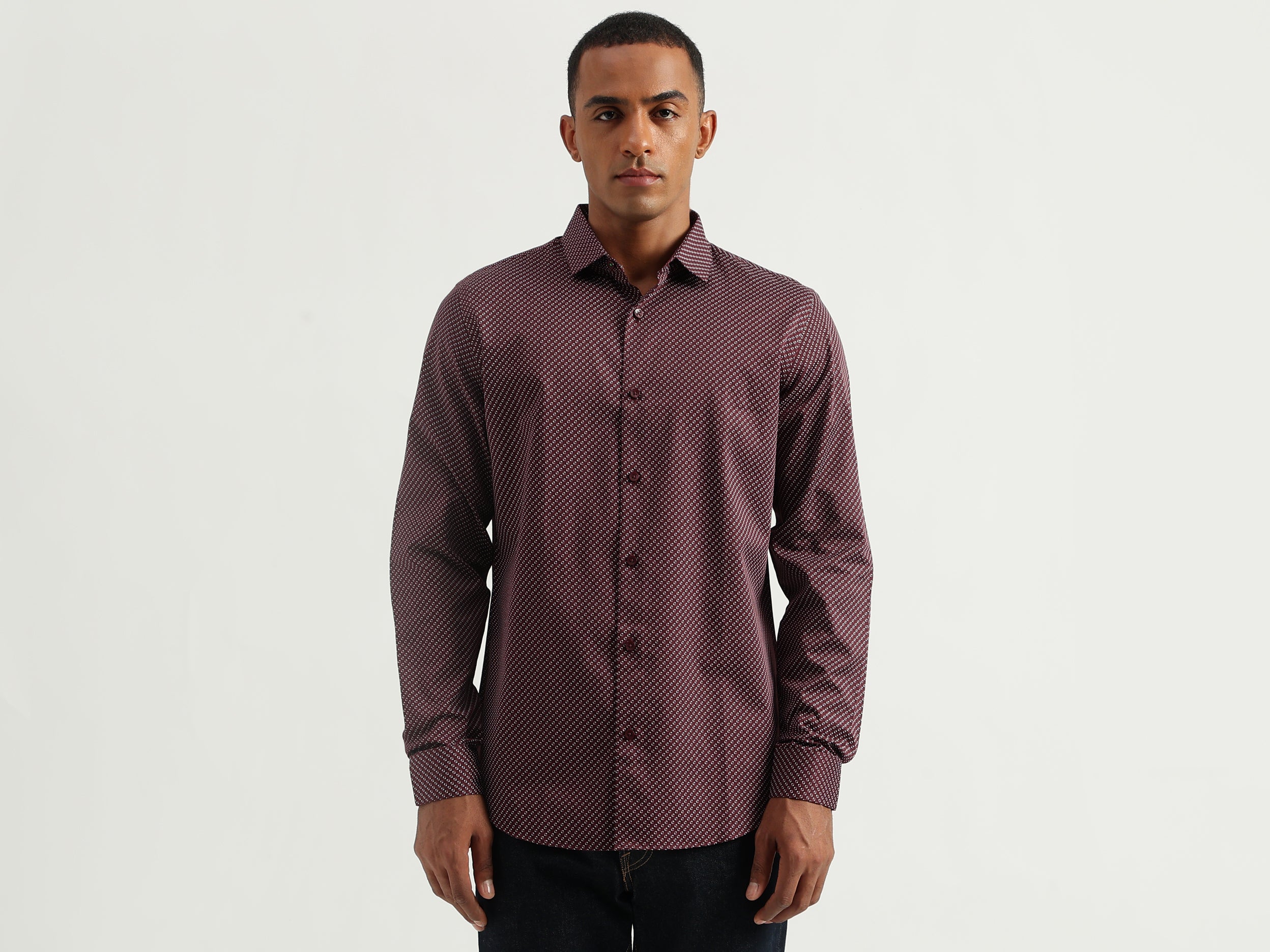 Men's Slim Fit Cutaway Collar Printed Shirts