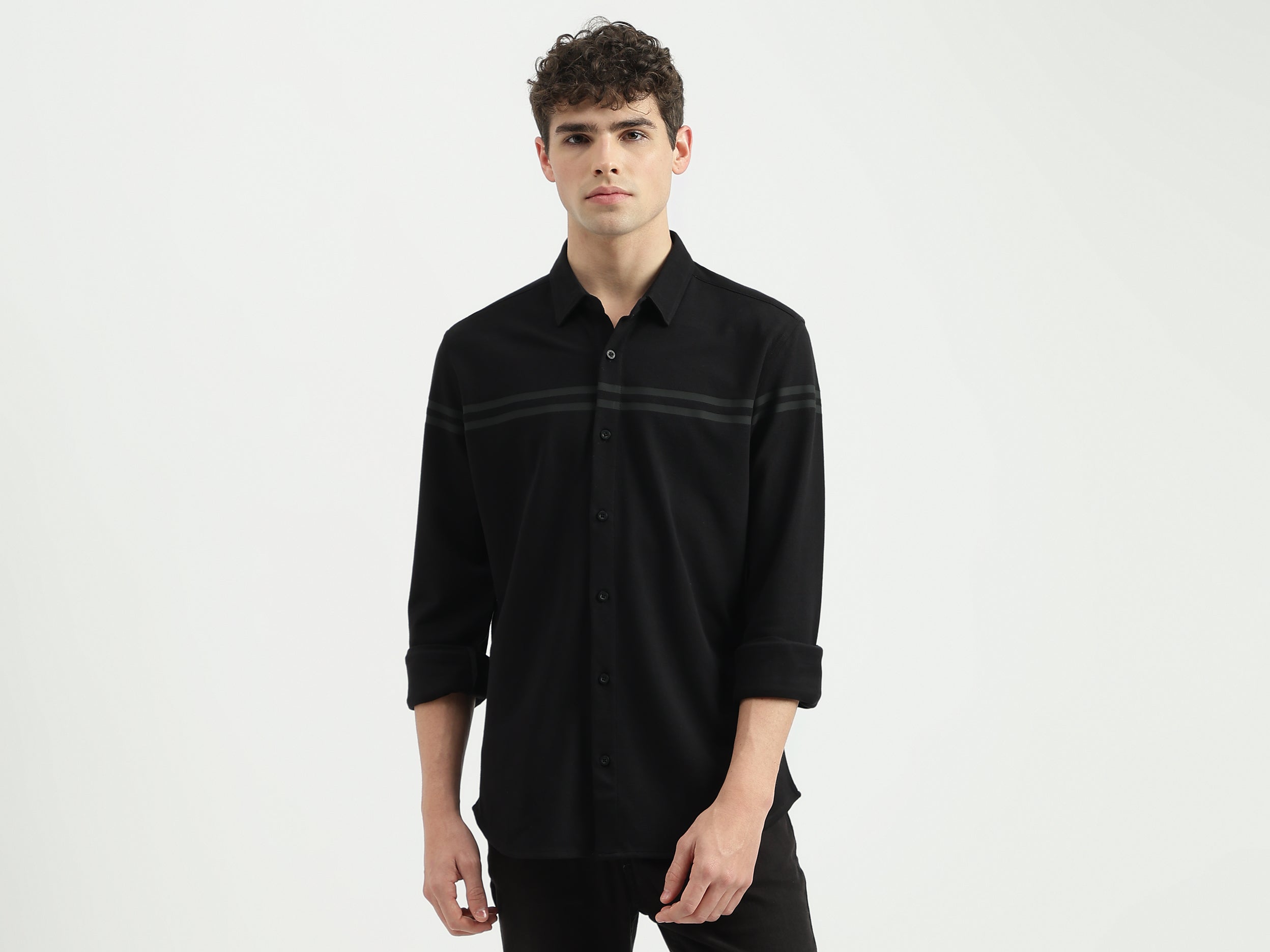 Regular Fit Spread Collar Solid Shirt