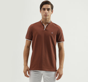 Men's Regular Fit Polo Neck Solid T-Shirt