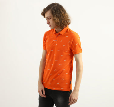 Men Printed Polo Collar T-Shirt