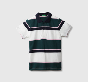 White And Black Striped Polo T-Shirt