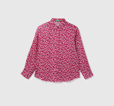 Viscose Printed Spread Collar Women Shirts