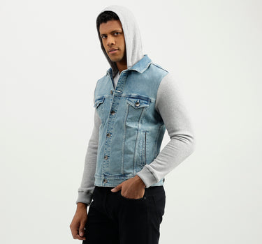 Regular Fit Hooded Solid Jacket