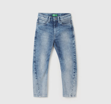 Boy's Solid Carrot Fit Jeans