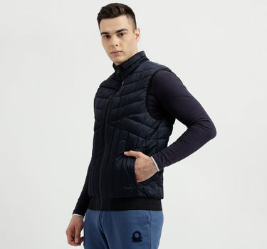 Men's Regular Fit Mock Neck Tech Fabric Quilted Jacket