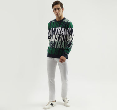 Men's Regular Fit Crew Neck Printed Sweater