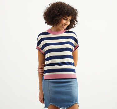 Women Striped Round Neck Top