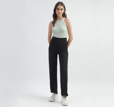 Solid Regular-Fit Trousers