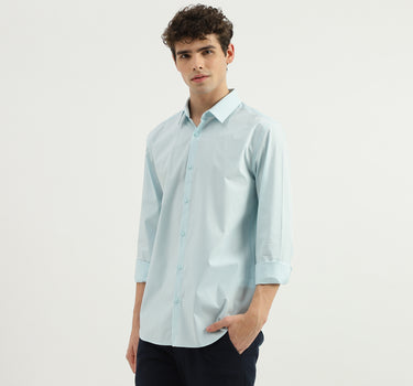 Slim Fit Spread Collar Solid Shirt