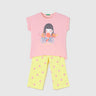 Regular Fit Round Neck Printed T-Shirt with Polka Dot Culottes Set