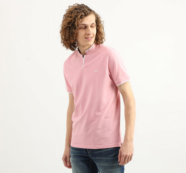 Men Solid Stand Collar T-Shirt