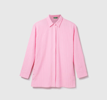 Polyester Solid Spread Collar Women Shirts