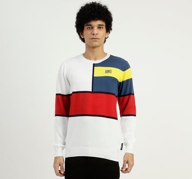 Regular Fit Round Neck Colorblock Sweater