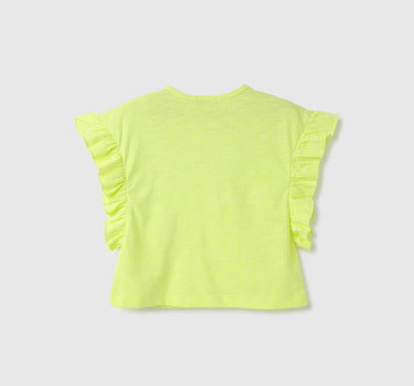 Regular-Fit Round Neck Solid Top With Frill Detail