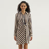 Striped Spread Collar Shirt Dress