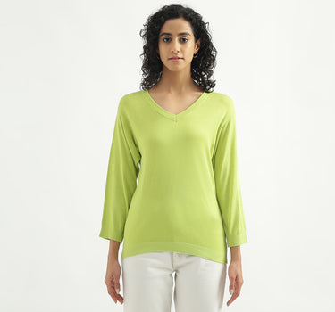 Viscose Solid V-Neck Women Sweaters