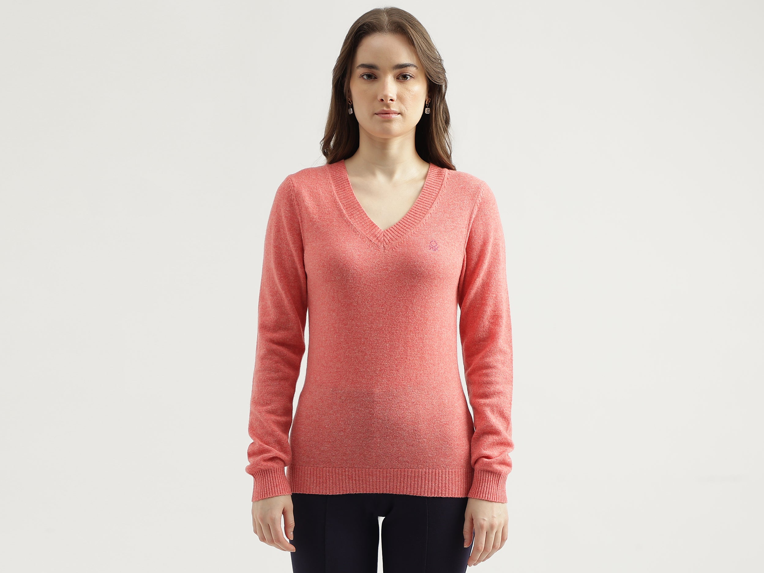 Women's Regular Fit V-Neck Solid Sweater