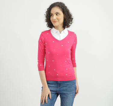 Women Printed Round Neck Sweater