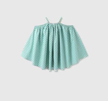 Girls Striped Shoulder Strap Dress