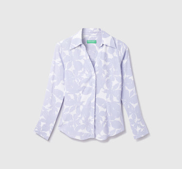 Viscose Camouflage Spread Collar Women Shirts