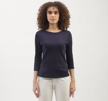 Regular Fit Round Neck Solid Pattern Top