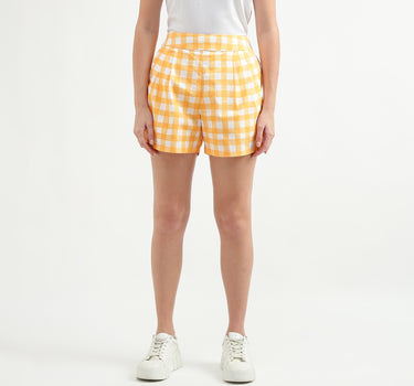 Checked Pattern High-Waist Shorts