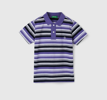 Boy's Regular Fit Polo Collar Striped Tshirts