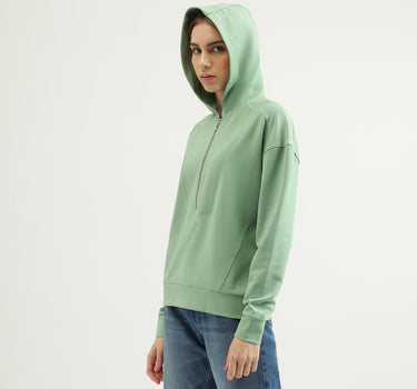 Women's Regular Fit Hooded Neck Solid Sweatshirt