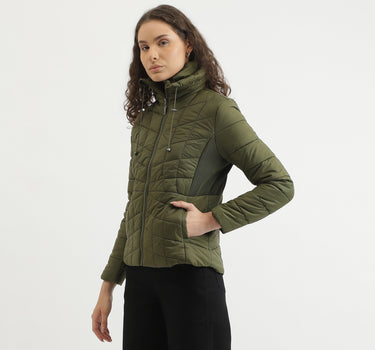 Regular Fit High Neck Solid Jacket