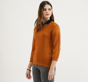 Regular Fit Round Neck Solid Tops