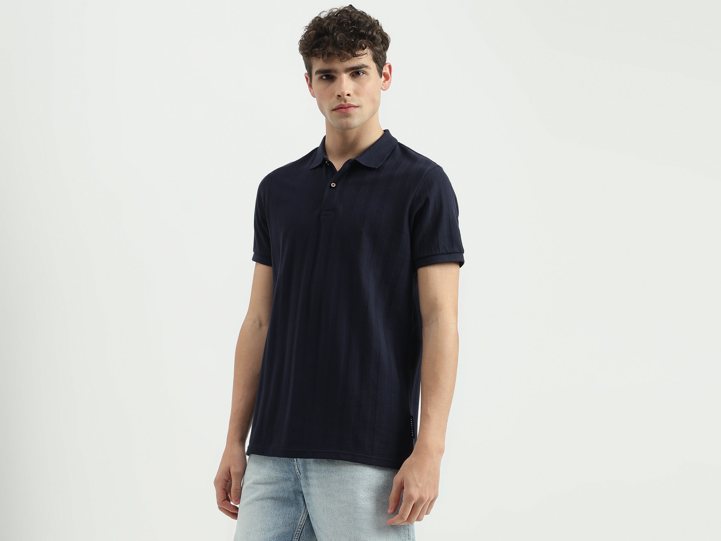 Regular Fit Polo Neck Striped T-Shirt