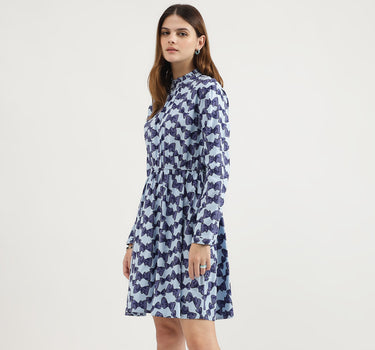 Regular Fit Ruffle Neck Printed Dresses