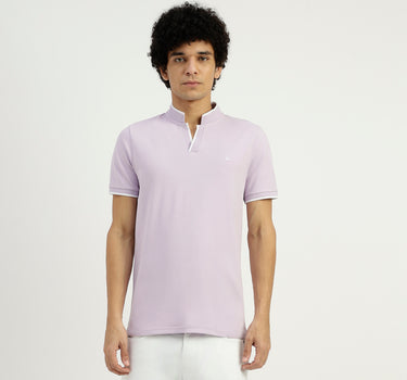 Regular Fit Henley Neck Solid T-Shirt