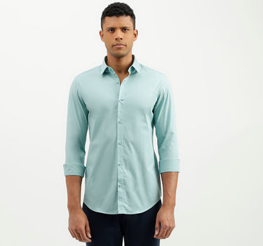 Slim Fit Spread Collar Solid Shirt