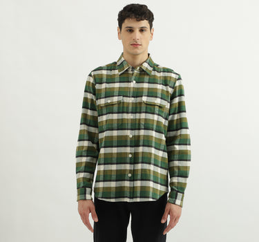 Regular Spread Collar Checkered Shirts