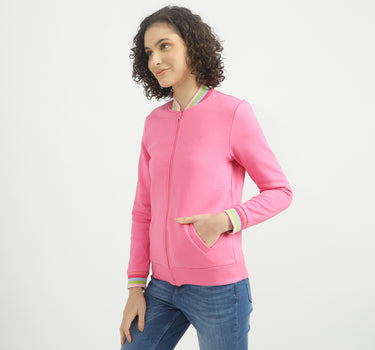 Women Solid Round Neck Sweatshirt