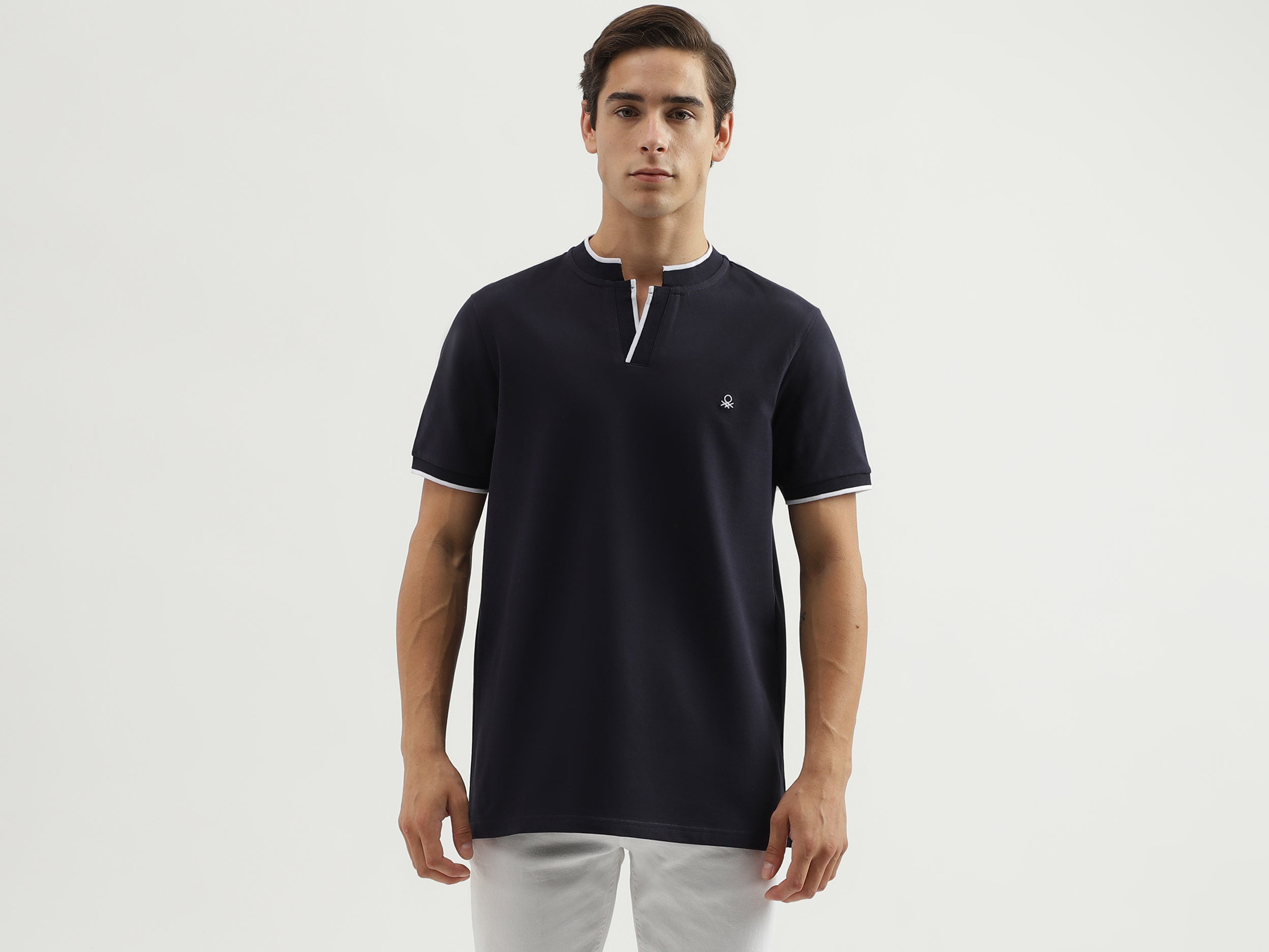 Men's Regular Fit Polo Neck Solid T-Shirt