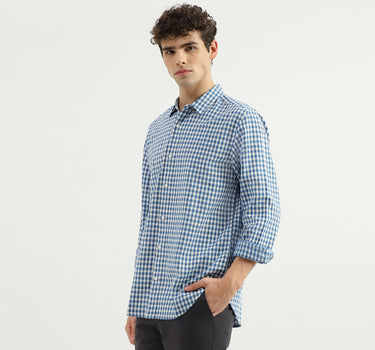 Regular Fit Spread Collar Checkered Shirt