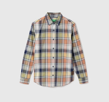 Men Checked Spread Collar Shirt