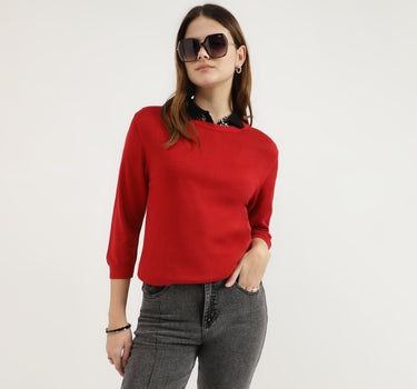 Regular Fit Round Neck Solid Tops