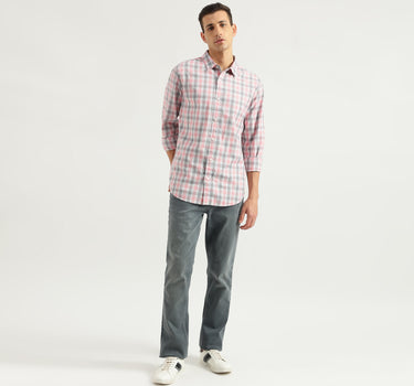 Men's Slim Fit Spread Collar Checked Shirts