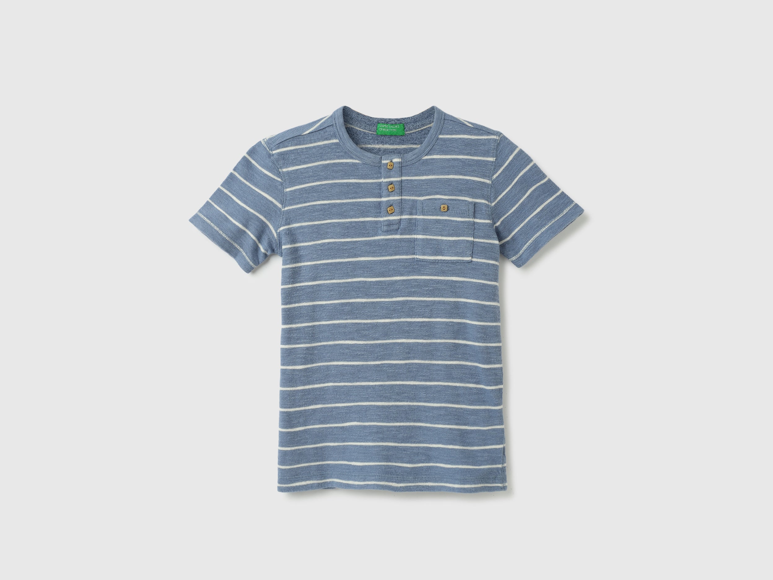 Regular-Fit Henley Collar Striped T-Shirt