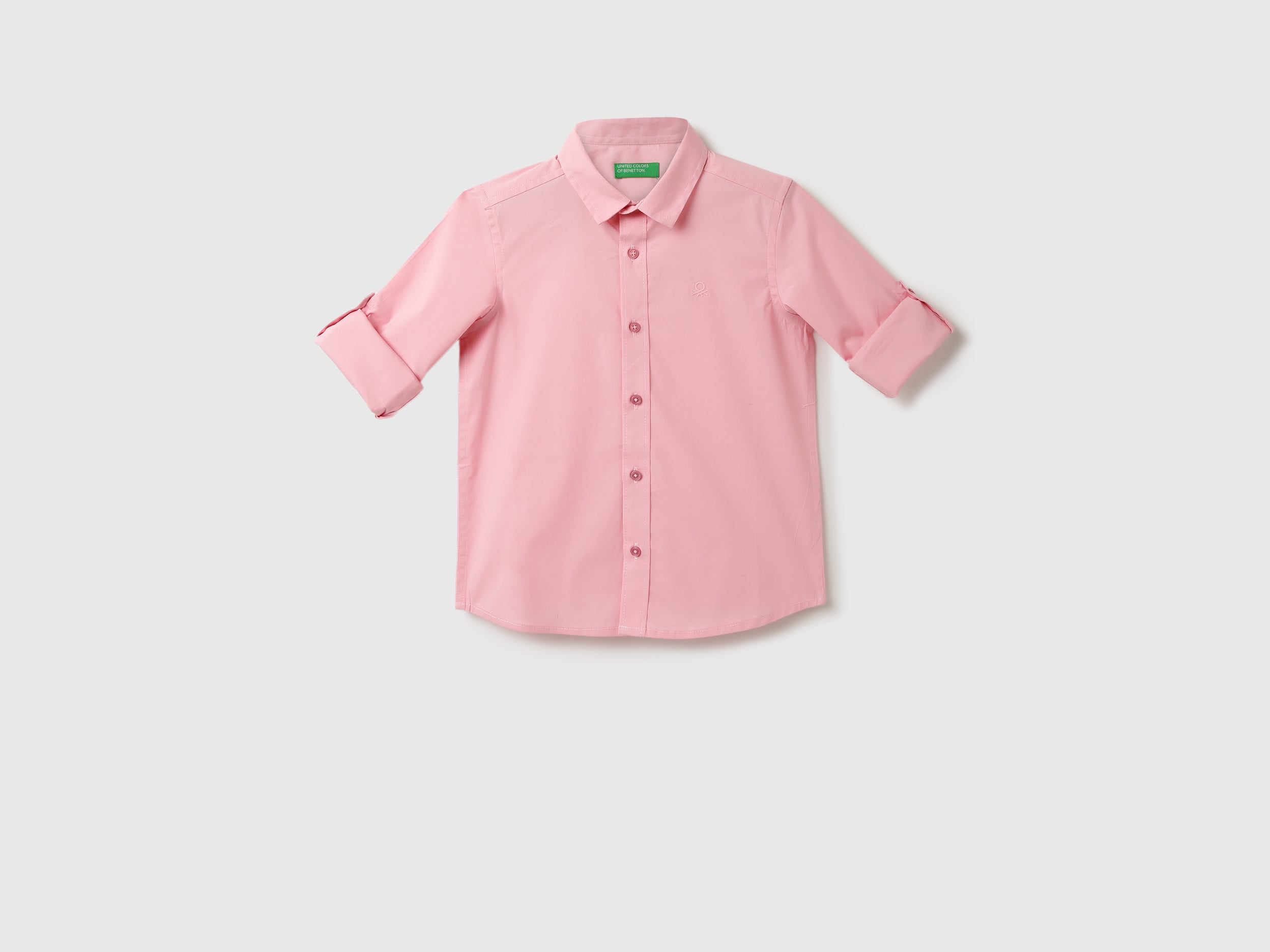 Boys Solid Spread Collar Shirt